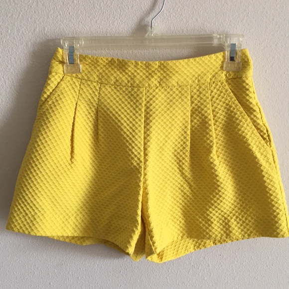 Trina Turk Pants - Trina Turk Yellow Pleated Shorts
